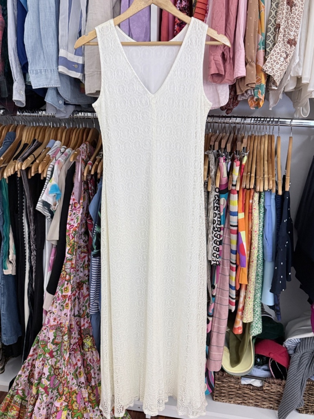 Dawn Joy Allover Lace Maxi Dress Ivory White - Picture 7 of 11